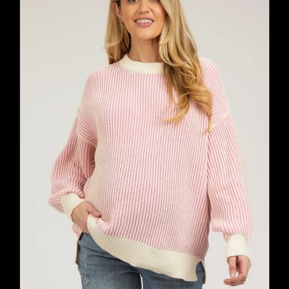 PinkBlush Miss Love Pink and Cream Sweater